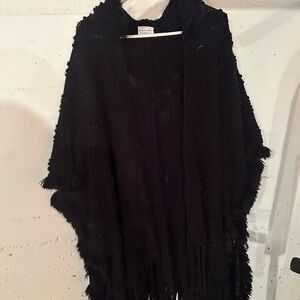 Black Fringe Poncho